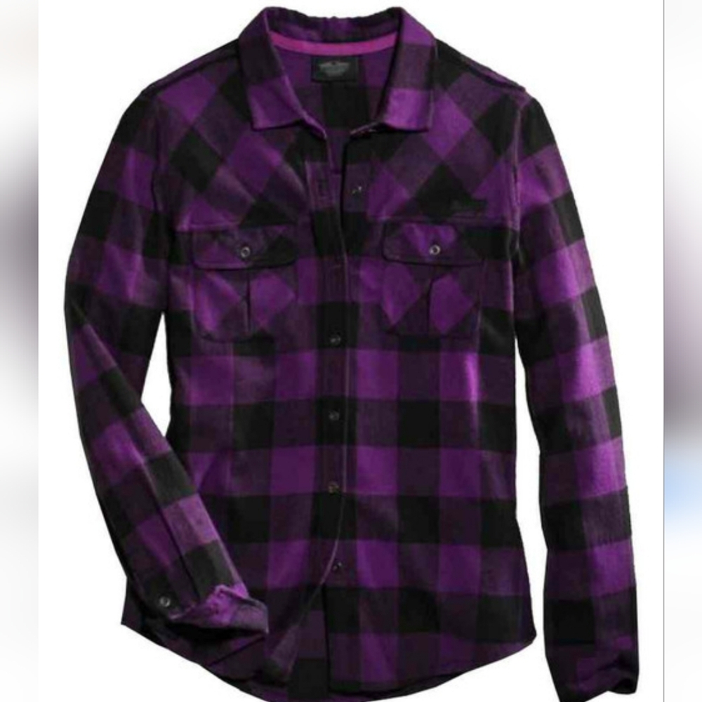 Harley-Davidson purple buffalo check comfy shirt sz small